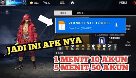 Download Apk Zed VIP FF Free Fire Hack Tools Mengembalikan Akun